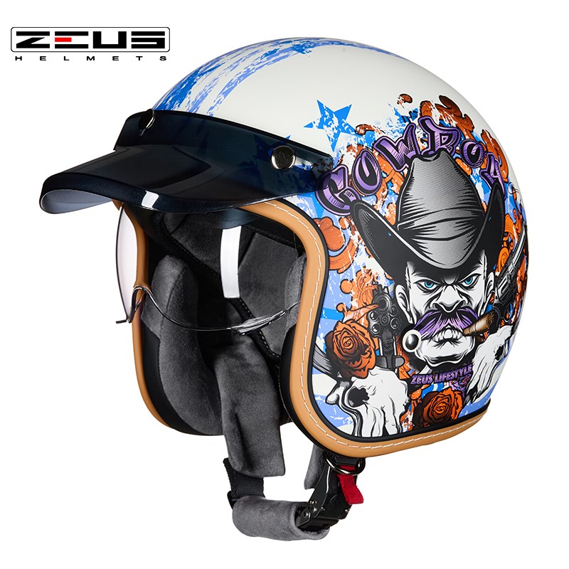 瑞狮复古摩托车头盔半盔男女士半覆盖个性轻便式四季安全帽