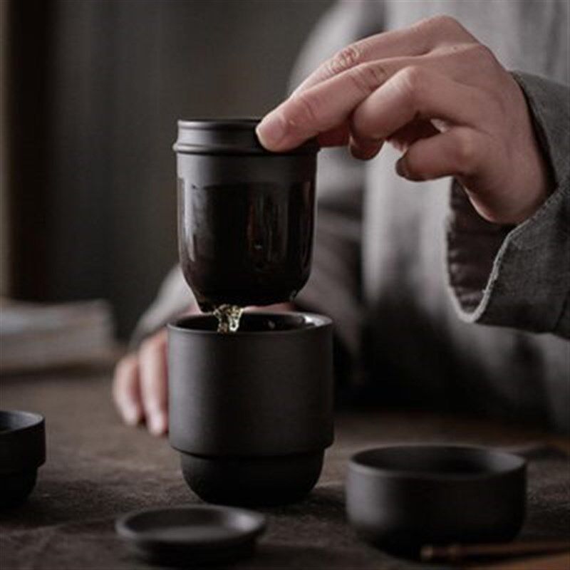 抖音爆款同心杯快客杯一壶四杯商务定制便携旅行茶具套装紫砂