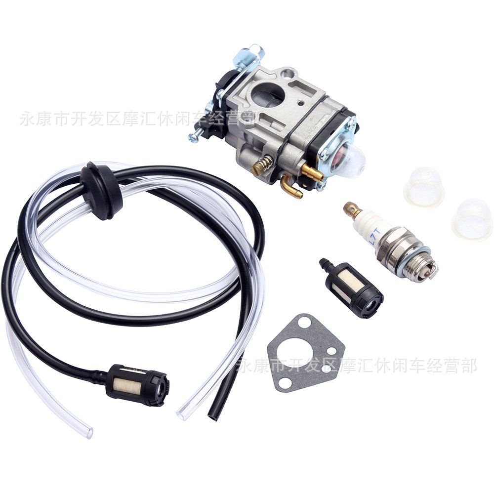 迷你摩托43-49CC两冲割草发动机滑板车40-5化油器15MM火花塞油管
