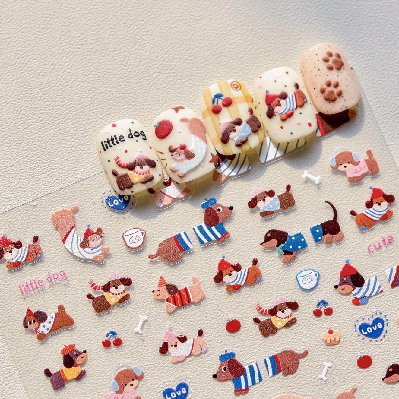 2025新的腊肠小狗平指甲艺术贴纸卡通小狗DIY指甲贴纸水杯平板贴,文具电教/文化用品/商务用品,贴纸/立体贴纸,淘宝优惠券,粉丝福利购,淘宝优惠卷
