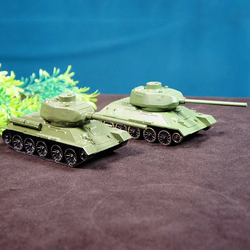 纸皮合金仿真DIY越野坦克模型摆件家居礼物礼品合金坦克轮子T34