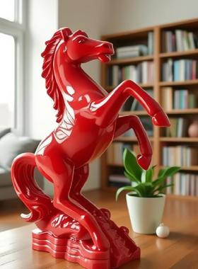 朱砂红马摆件马到成功马上发财招财镇宅办公室桌面装饰高档工艺品