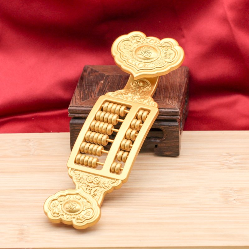 热卖新款算盘摆件算子实心金属工艺品折叠支架居家店铺装饰厂家直