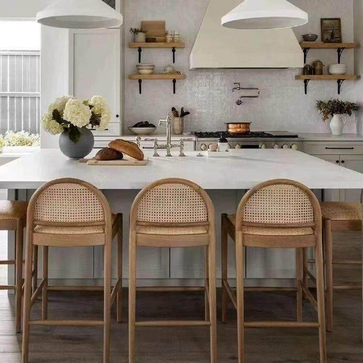 实木家用吧台椅高脚凳藤编高椅餐厅吧椅吧台凳中古风岛台高脚椅子,住宅家具,家用高脚椅,淘宝优惠券,粉丝福利购,淘宝优惠卷