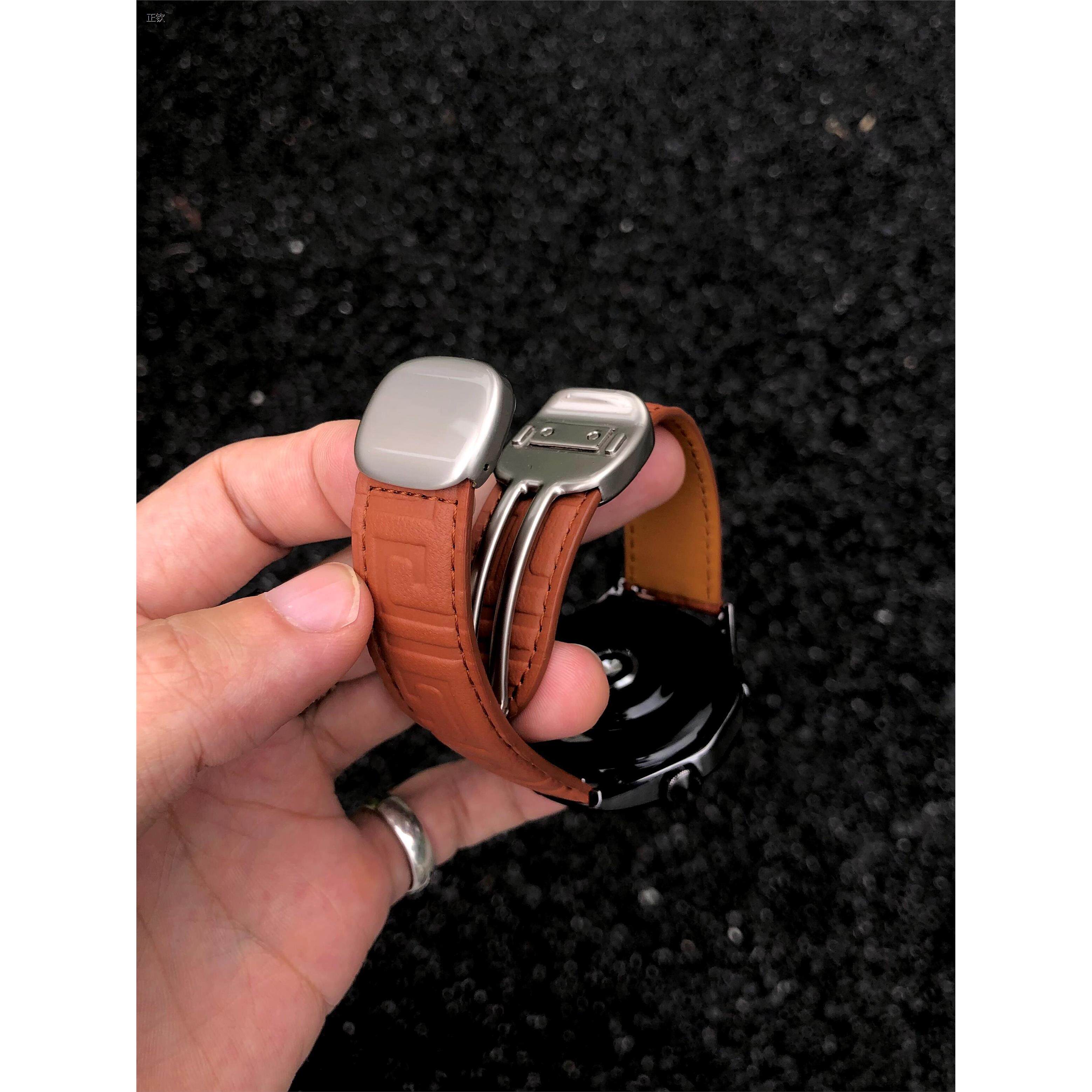正钦卡客风暴 古典真皮适用华为GT5手表表带watch3磁吸扣GT4小米4