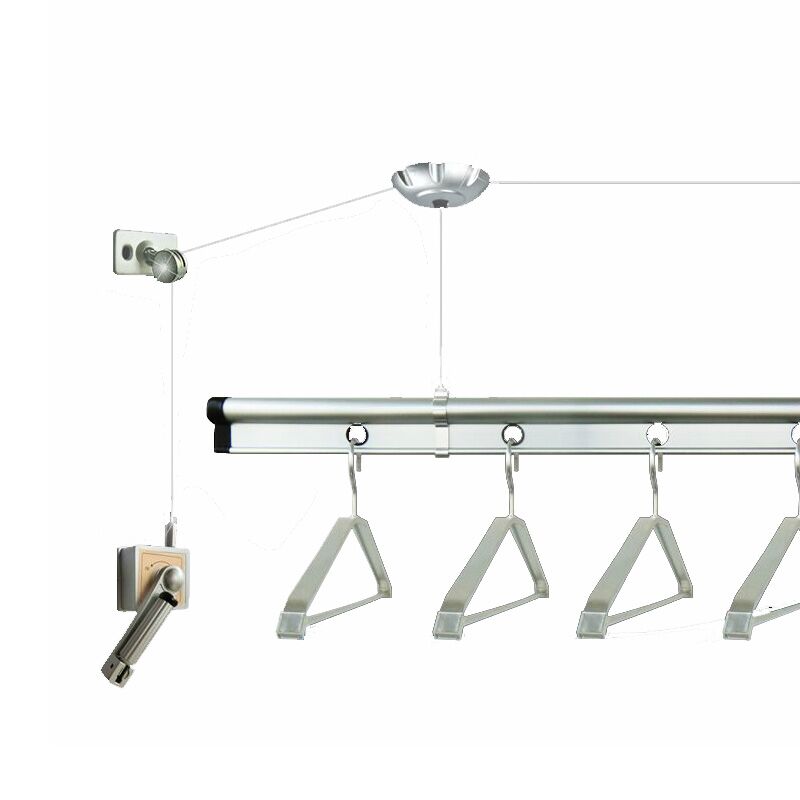 知心  小阳台单杆升降晾衣架加厚铝手摇式自动晒衣架凉飘窗室内