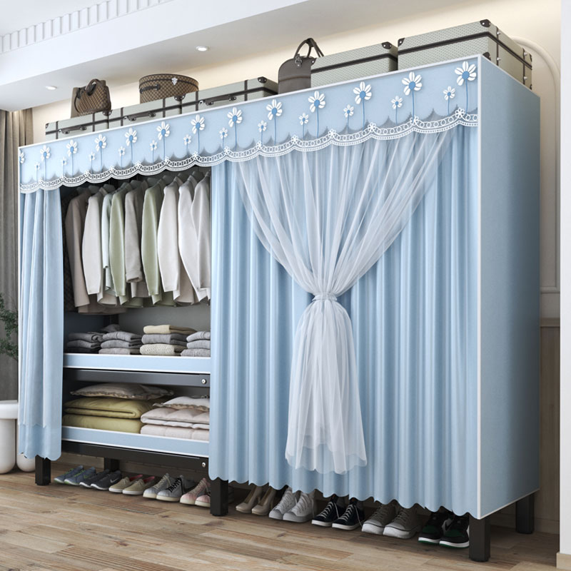 布衣柜卧室家用简易组装免安装折叠钢架结构加厚结实耐用出租房