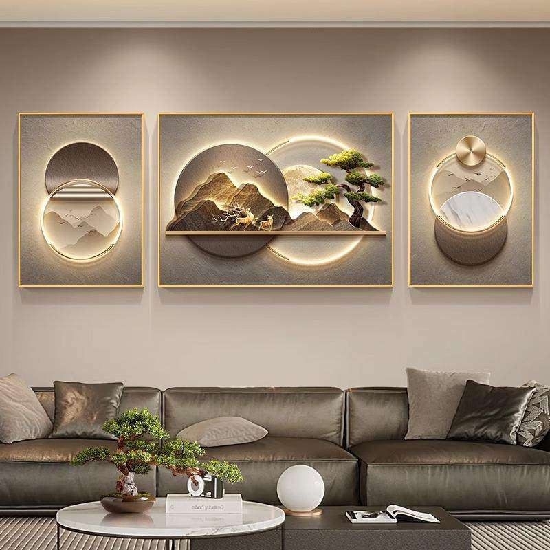 背有靠山客厅装饰画轻奢大气沙发背景墙挂画简约三联叠加山水壁画,家居饰品,现代装饰画,淘宝优惠券,粉丝福利购,淘宝优惠卷