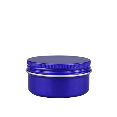 7/24个蓝色80克68*35螺纹铝盒圆形膏霜香膏空盒子精美DIY膏体盒