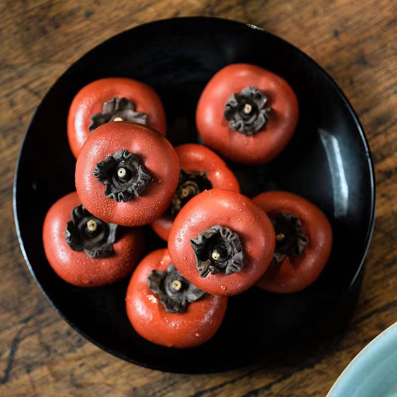 宜兴紫砂手工大红袍柿子茶宠摆件精品可养茶玩创意茶盘茶具配件