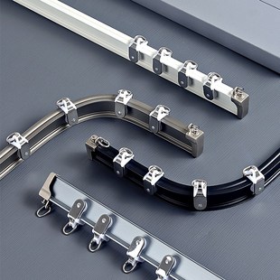滑轨单轨双轨静音直轨弯轨一体u型滑道 铝合金窗b帘轨道滑轮挂钩式