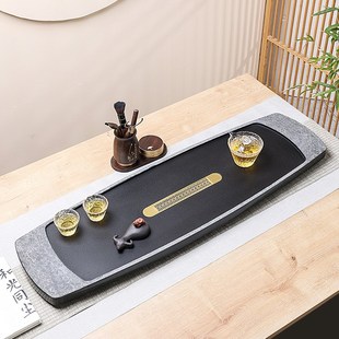 乌金石茶盘整块天然石材大号石头黑金石茶海简约家用X茶台订制刻