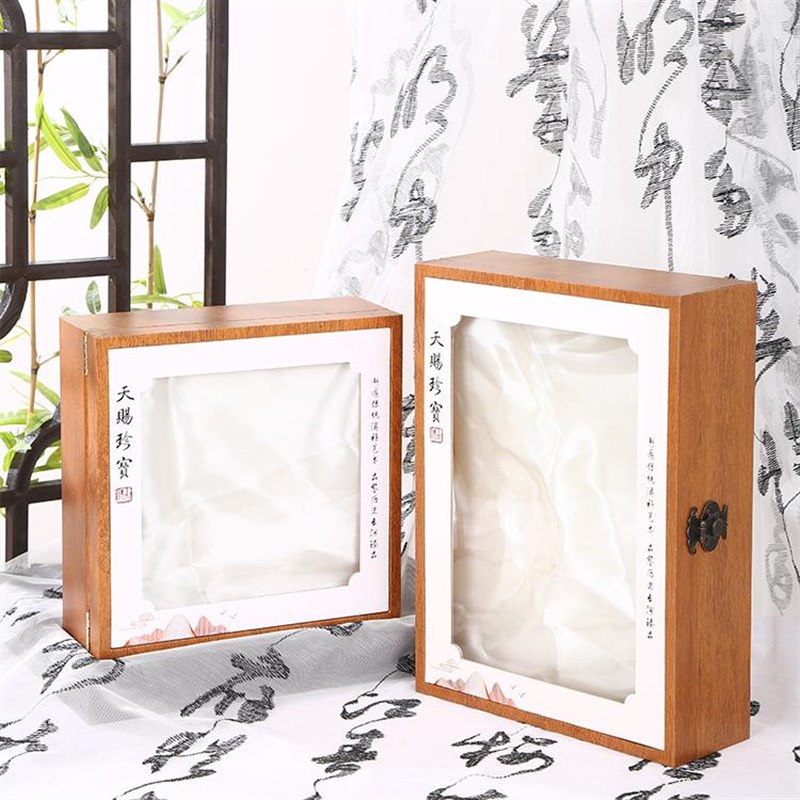 木纹天赐珍宝鱼胶礼盒开窗鱼胶包装盒花胶礼品盒展示盒空盒子