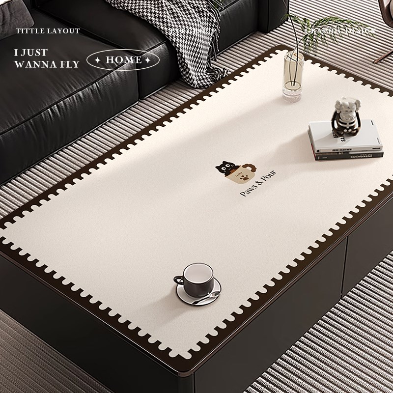 简约轻奢a奶油风高级茶几垫餐桌垫免洗桌布防水防油防烫客厅台面