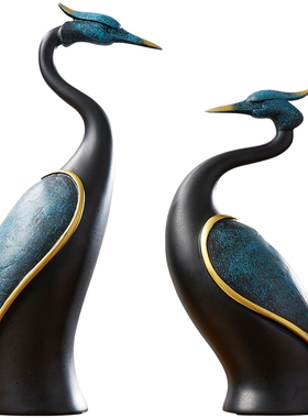 新中式情侣仙鹤摆件轻奢客厅酒柜B电视柜玄关家居软装饰品乔迁新