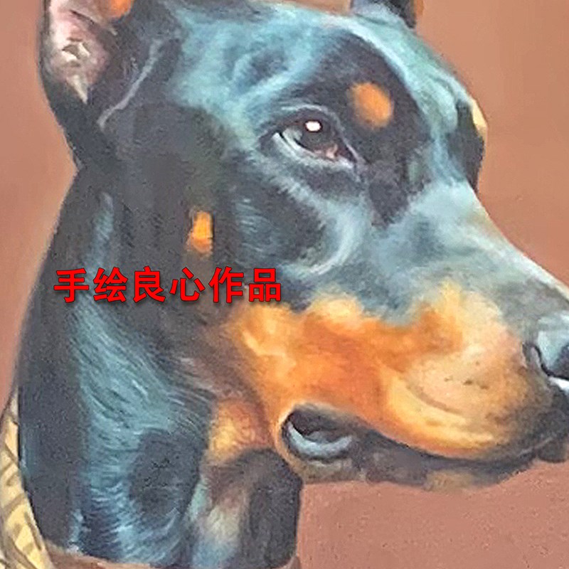 纯手绘油画定制照片宠物人像真人肖像宠物装饰画风景人物玄关挂画图片