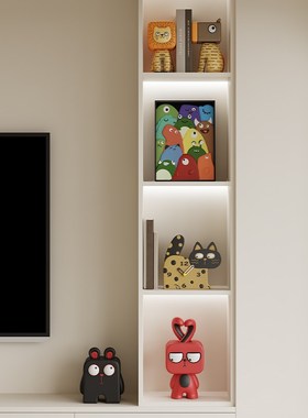 奶油风客厅时钟摆件家居饰品电视柜玄关创意卡通座钟小众酒柜软装