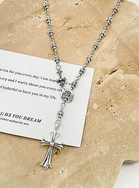 冷淡风十字架项链2025新款爆款街头潮流长款吊坠个性时尚锁骨链女