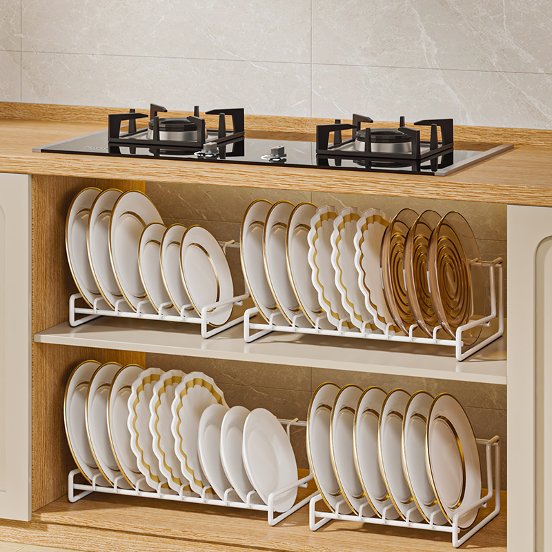 碗碟收纳架免安装沥水碗盘架抽屉柜内沥碗架厨房橱柜碟子盘子收纳