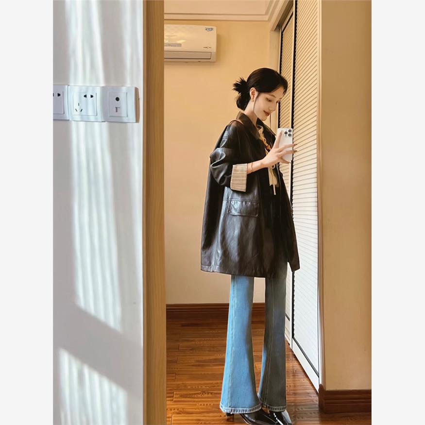 黑色女式皮夹克2025春秋季新款酷款小热款摩托车优雅覆古高端感