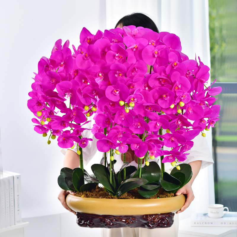 手感蝴蝶兰假花仿真花摆设客厅室内装饰花餐桌花摆花高端花束摆件