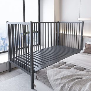 铁艺儿童拼接床加宽床边宝宝床三面婴儿床高护栏80可升降调节高度
