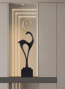 入户玄关壁龛鹿摆件客厅电视柜两边竖高轻奢高级感落地艺术软装饰