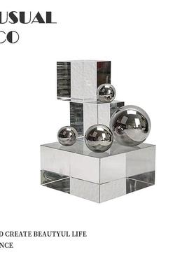 现代简约欧式轻奢水晶几何体星球摆件样板房售楼处软装饰品