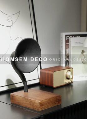 从上极简软装覆古怀旧创意留声机摆件样板房间玄关客厅电视柜装饰