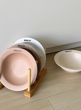 BD飞碟碗收纳层架盘子碟子陈列收纳展示架子木头餐桌宠物猫狗碗架