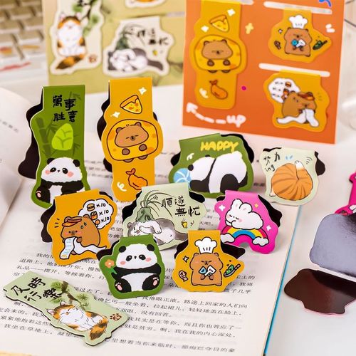 动物组合磁性书签 中小学生卡通磁铁书签可爱猫咪书页夹班级礼品
