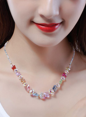 奥地利水晶项链女锁骨链串珠2021年新款转运彩色儿童颈链夏高级感