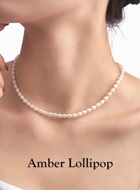 安铂洛利 天然淡水米粒珍珠项链女颈链经典气质百搭锁骨链新品