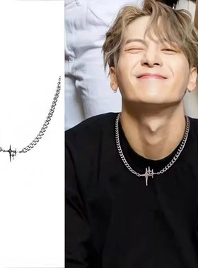 王嘉尔项链星芒百搭古巴吊坠设计小众高级感嘻哈痞帅钛钢男士配饰