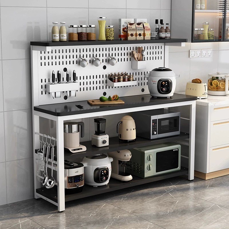 厨房置物架洞洞板多层收纳柜落地备餐切菜桌多功能餐边橱柜储物柜