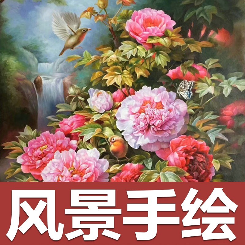 纯手绘油画定制肖像画人物照片动物风景油画挂画客厅欧式美式装饰图片