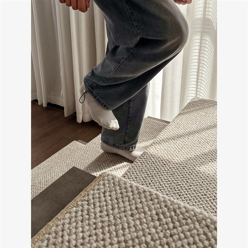 莫尼科尔新西兰羊毛楼梯地毯防滑抗摔踏步垫实木制大理石免胶自粘