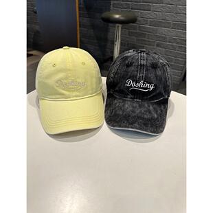 青年男女棒球帽字母水洗做旧磨砂渐变色鸭舌帽街头出游遮阳显脸小