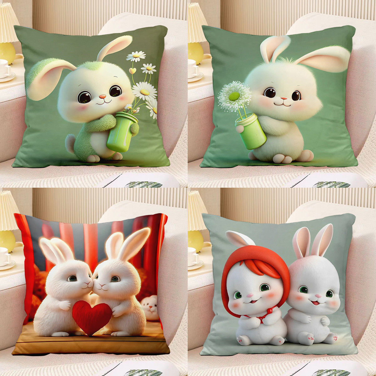 网红超萌兔兔抱枕可爱少女心小兔子靠垫定制创意同学闺蜜生日礼物