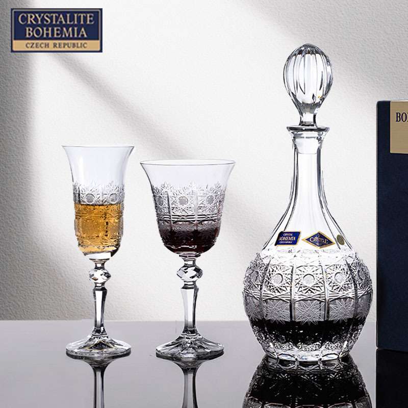 捷克BOHEMIA进口手工水晶玻璃红酒杯 酒樽创意醒酒器家用带盖酒瓶