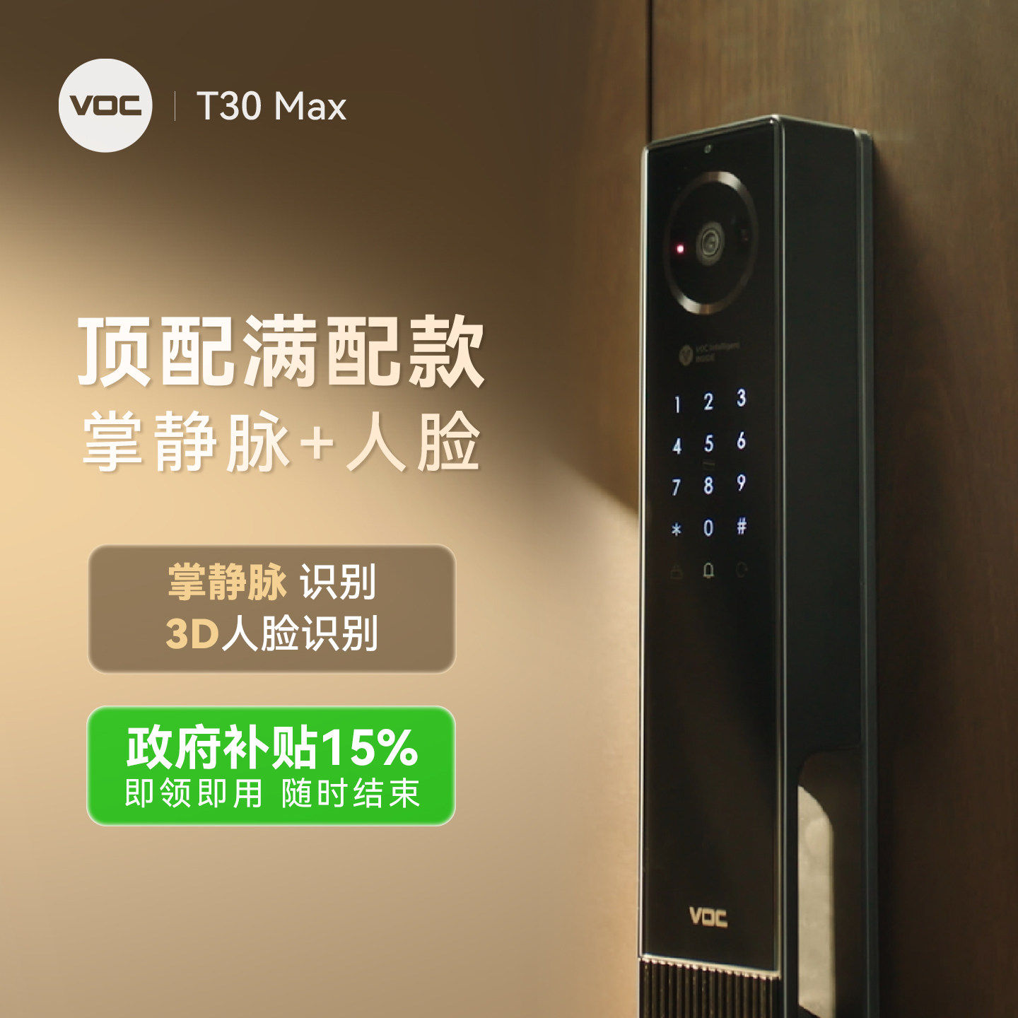 VOC智能门锁掌静脉家用防