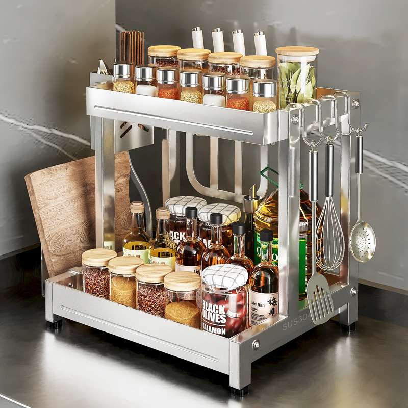 不锈钢调料调味料架台面油盐酱醋瓶收纳架厨房多功能一体置物架子