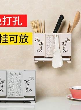 筷子笼家用厨房壁挂筷子筒沥水置物架筷篓餐具收纳盒筷筒勺塑料架