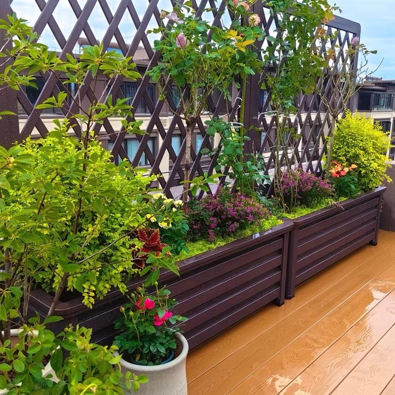 铝合金爬藤e花箱户外庭院围栏阳台室外栅栏市政别墅种植箱网格花