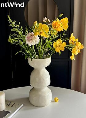 SilentWind法式奶油风陶瓷花瓶高级感轻奢餐桌插花客厅桌面摆件