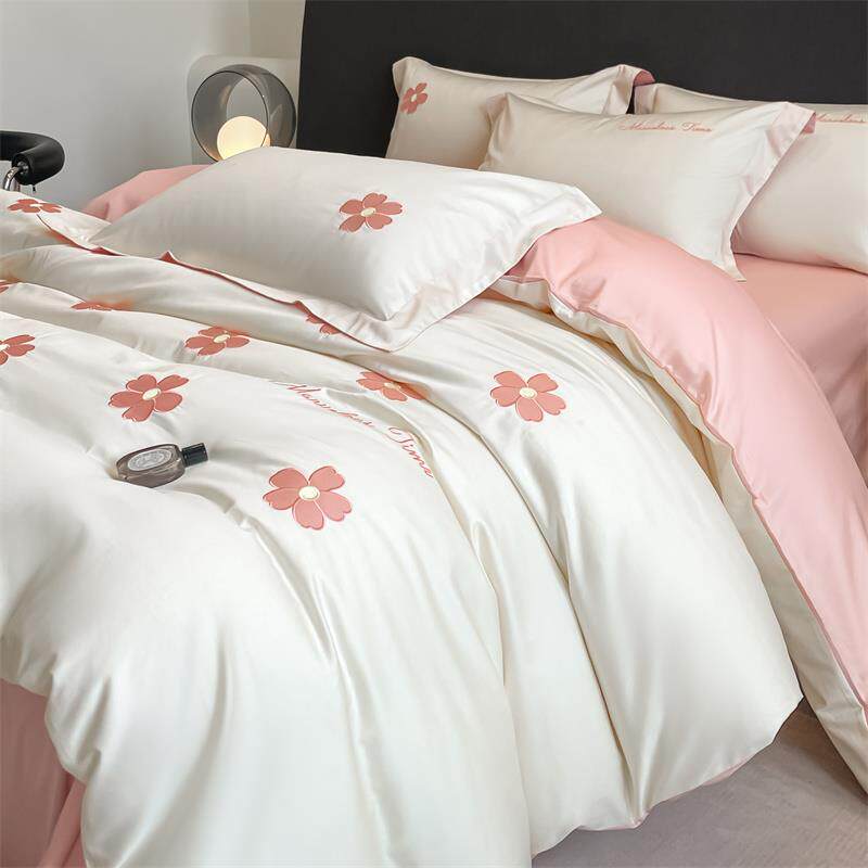 新款小禾家全棉绣花四件套被套床上用品纯棉床单被罩三件套4件套