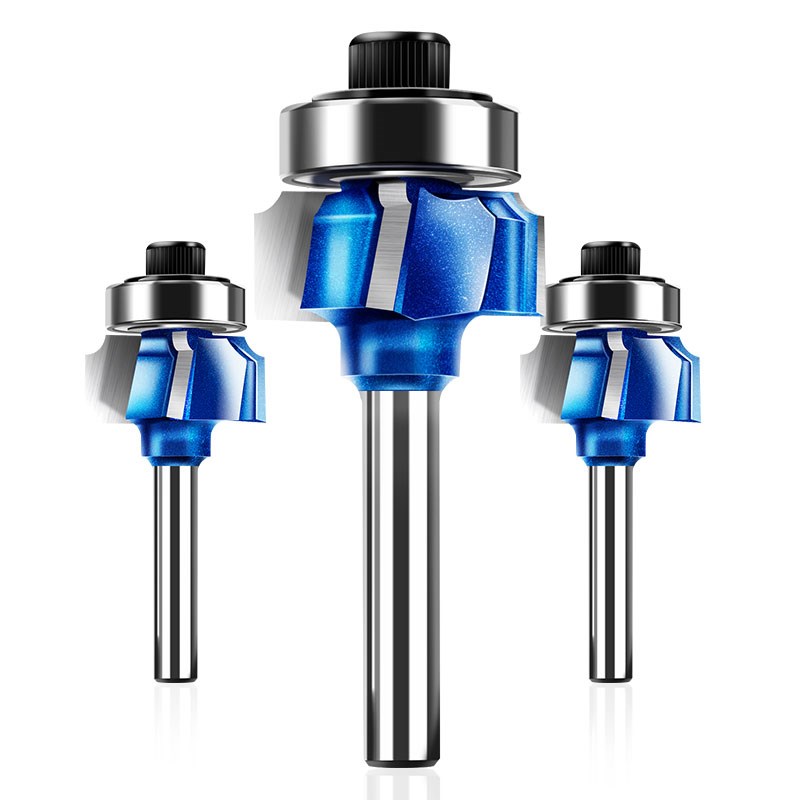 木工四刃修边刀毛刺毛边圆角轴承四齿外围封边条P1/4电木铣R角倒