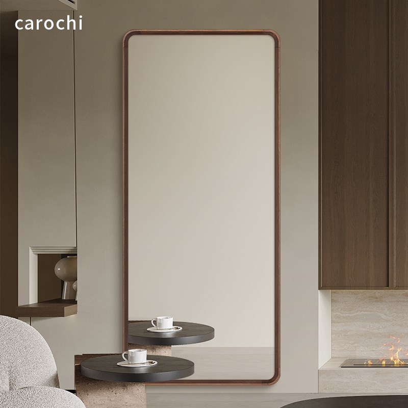 方形镜子中古风全身镜落地镜家用实木试衣镜壁挂式客厅定制穿衣镜