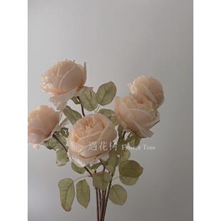 遇花树仿真花绢花大朵玫瑰干花高枝花束民宿店铺软装插花客厅摆件