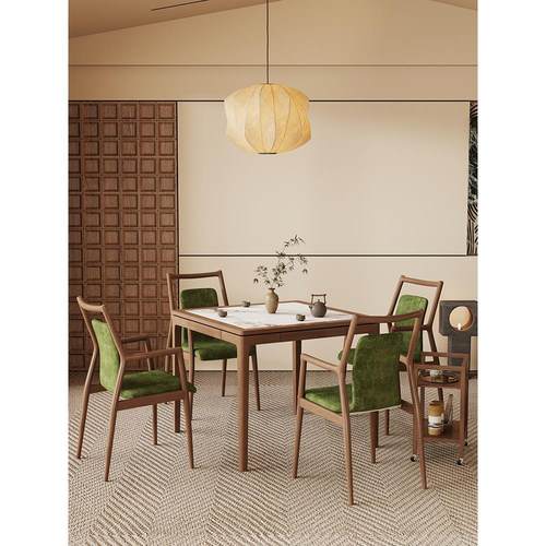 八仙桌实木棋牌桌椅组合岩板掼蛋专用桌高级感家用新中式方桌餐桌